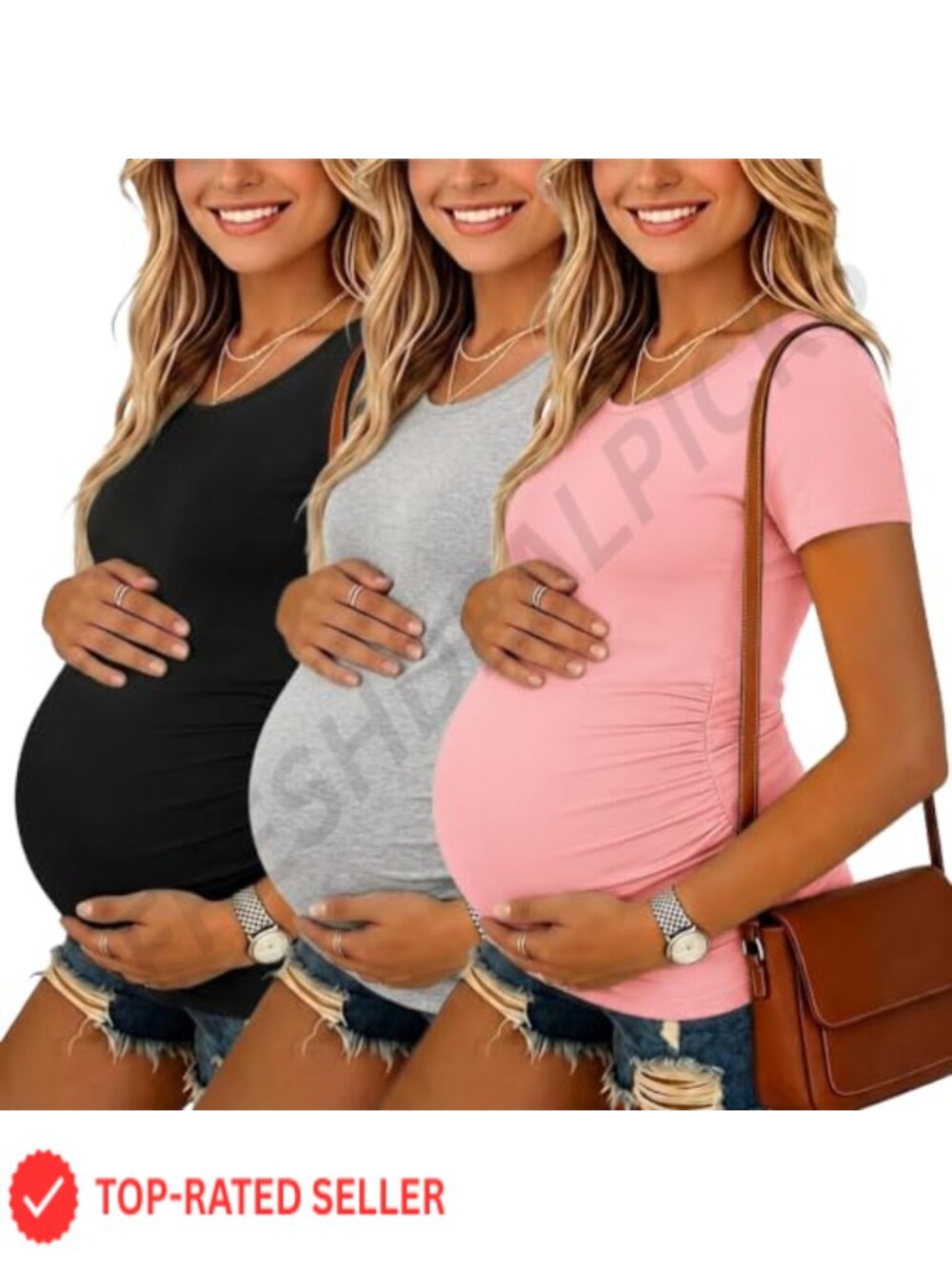 3 Pack Maternity Shirts Side Ruching Summer Tops Women
